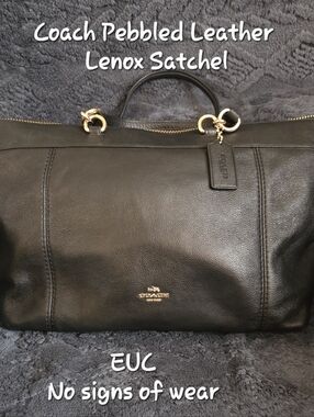 Coach Black Pebbled Leather Lenox Satchel